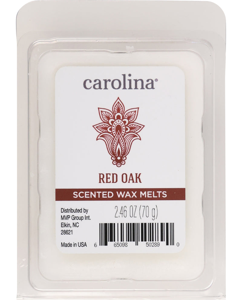 Carolina Red Oak scented wax melt packaging on a white background