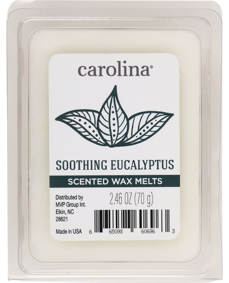 Carolina Soothing Eucalyptus scented wax melt packaging with label