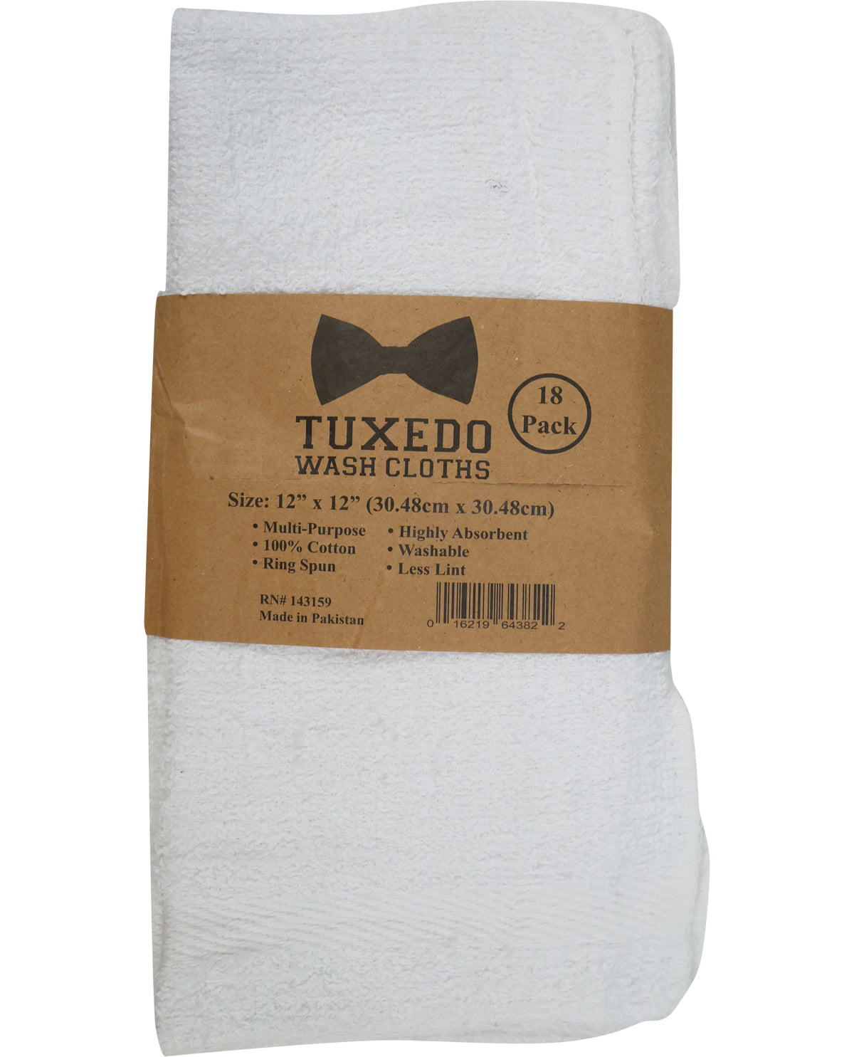 18 Piece White Washcloths