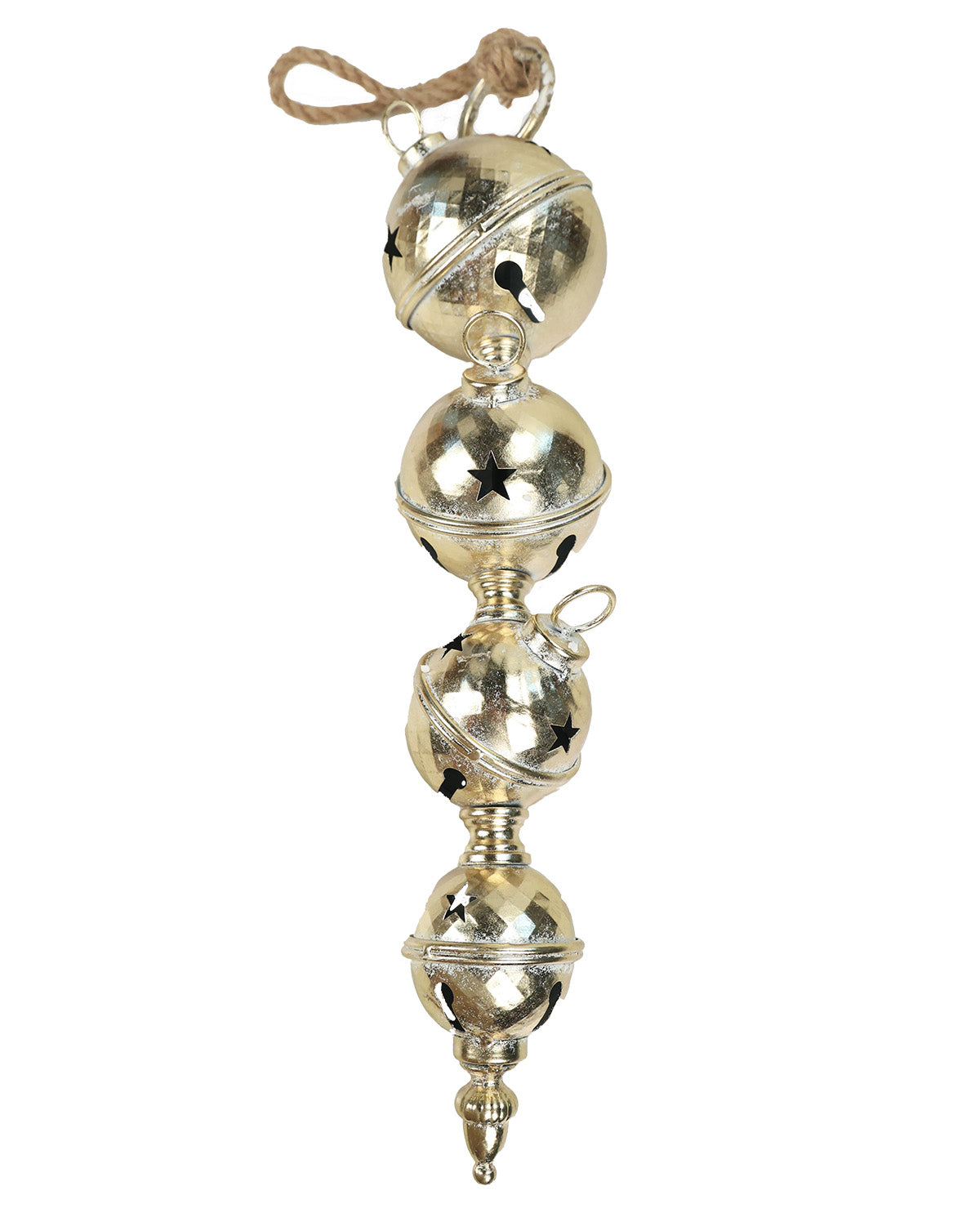 Metal Gold Star Bell Finial Hang