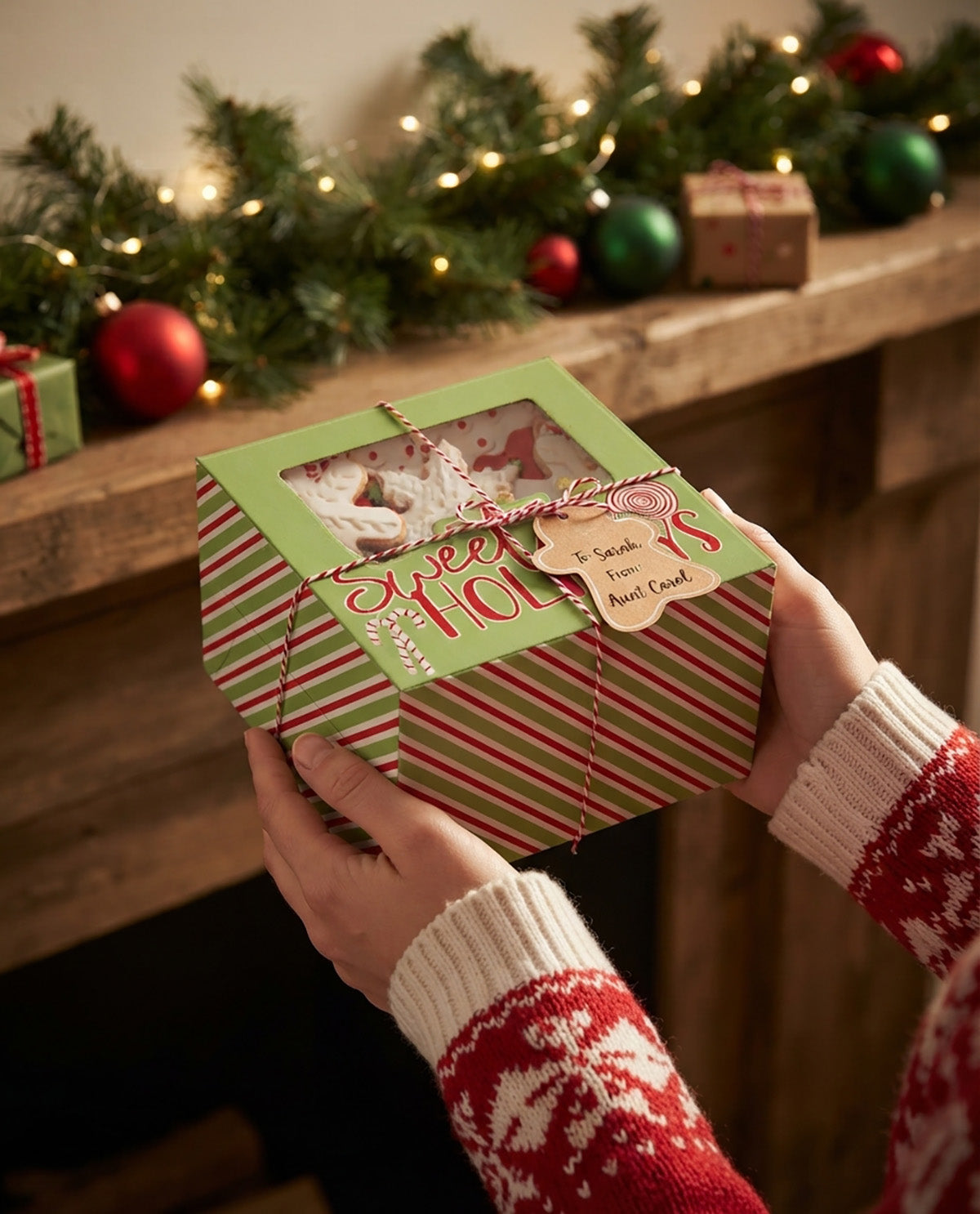 Holiday 2 Piece 4.5" Square Boxes With Window