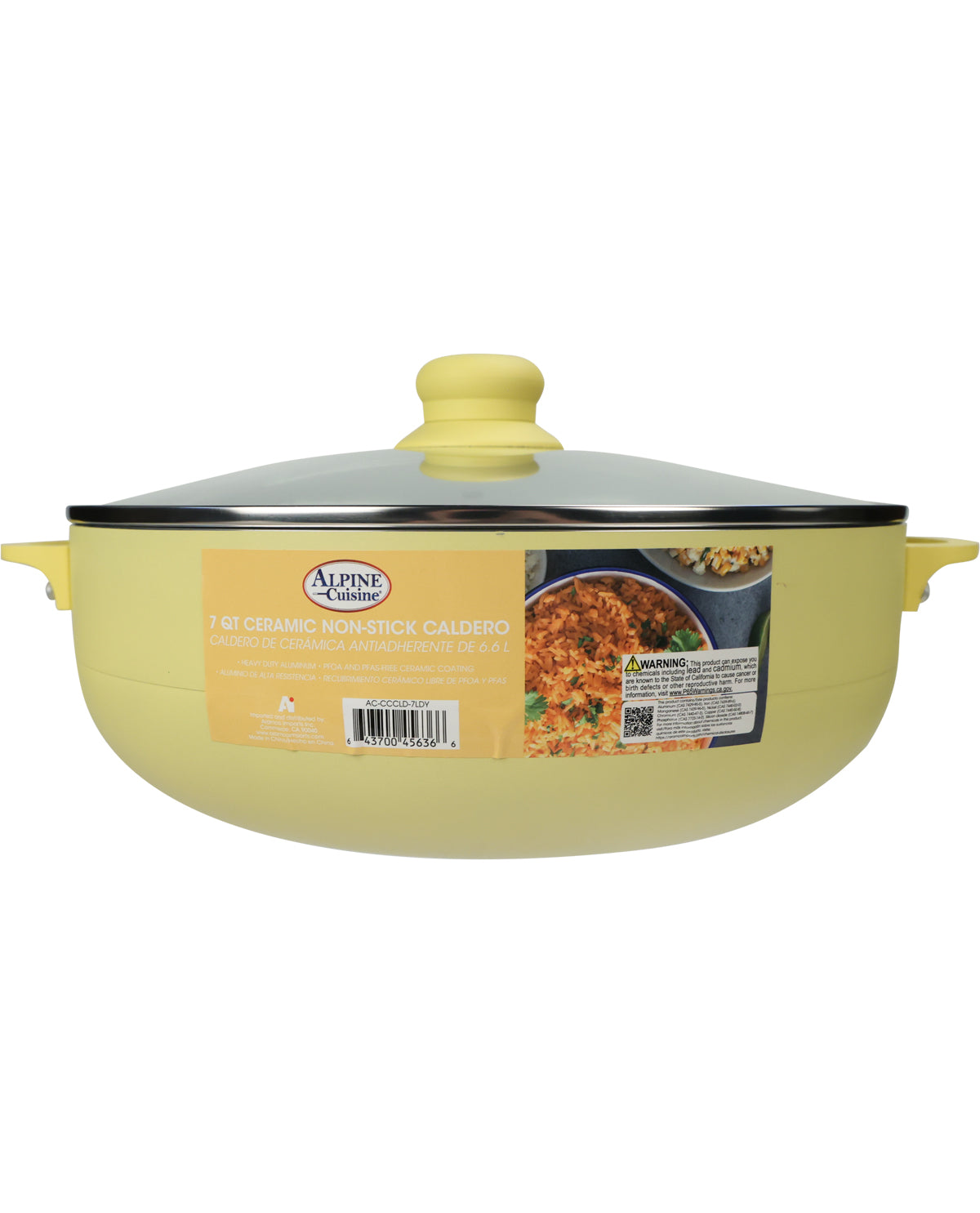 Alpine Cuisine Yellow Caldero Pan with Lid