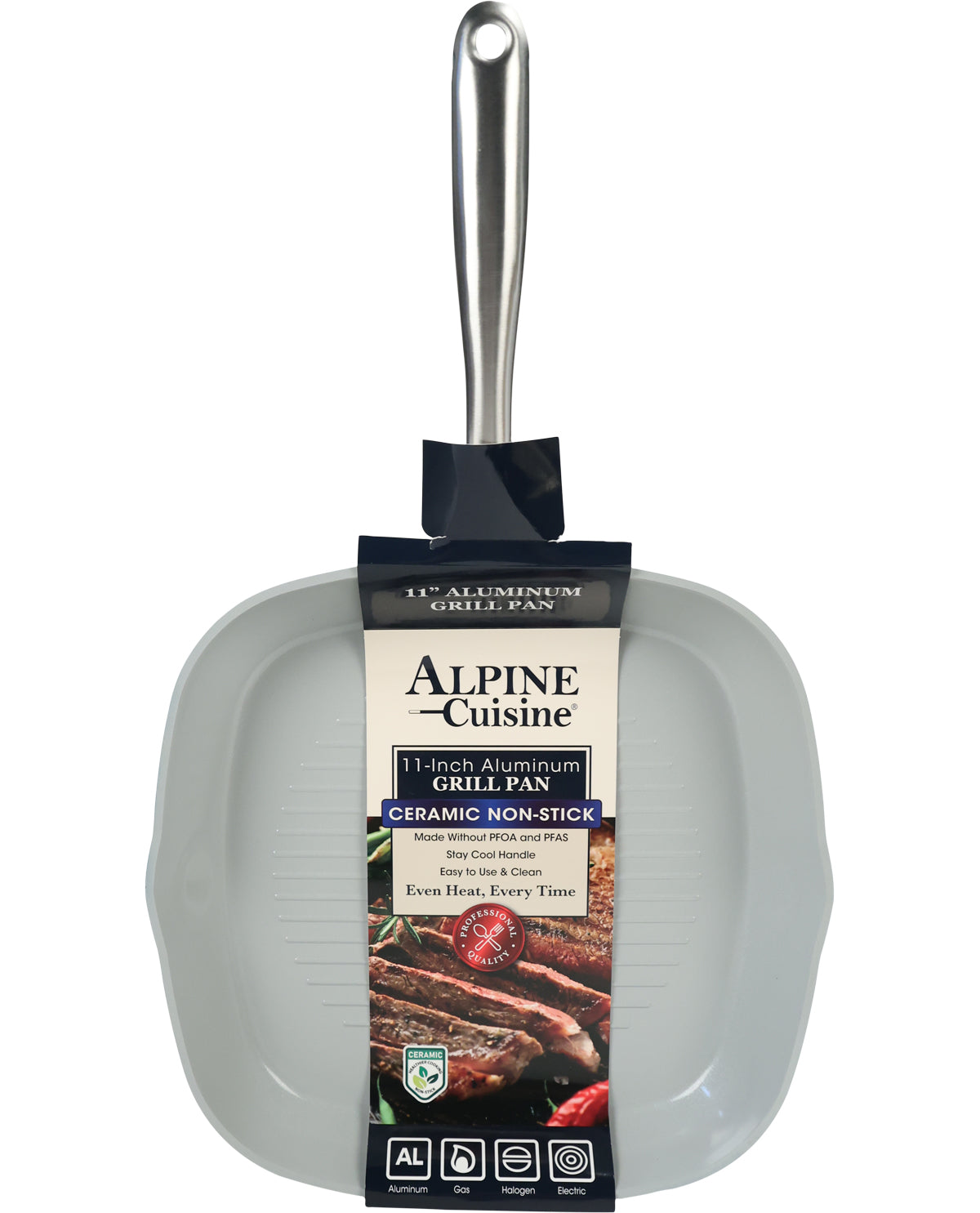 Alpine Cuisine Square 11" Fry Pan with Ceramic Coating