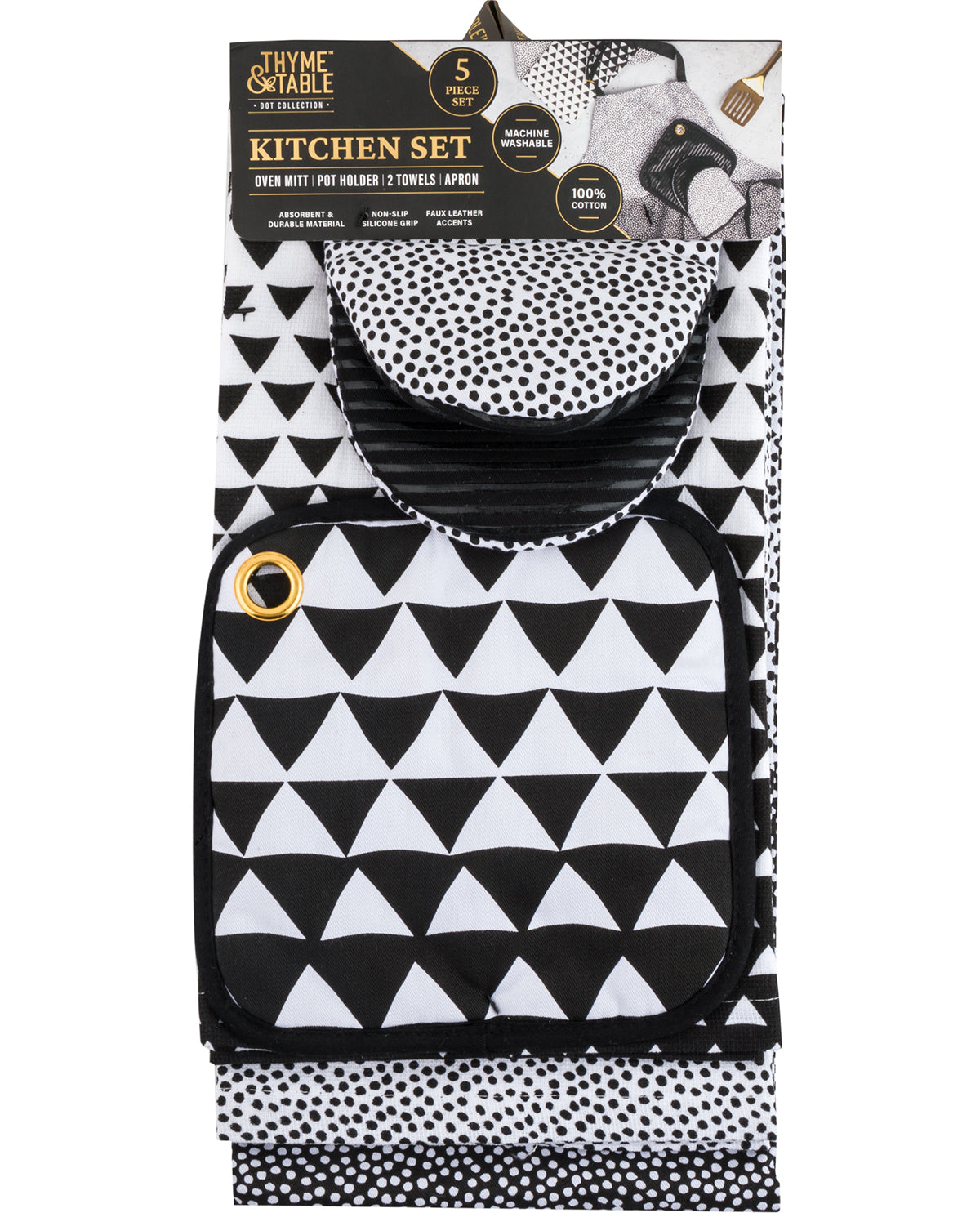 Thyme & Table 5 Piece Kitchen Set - Black & White