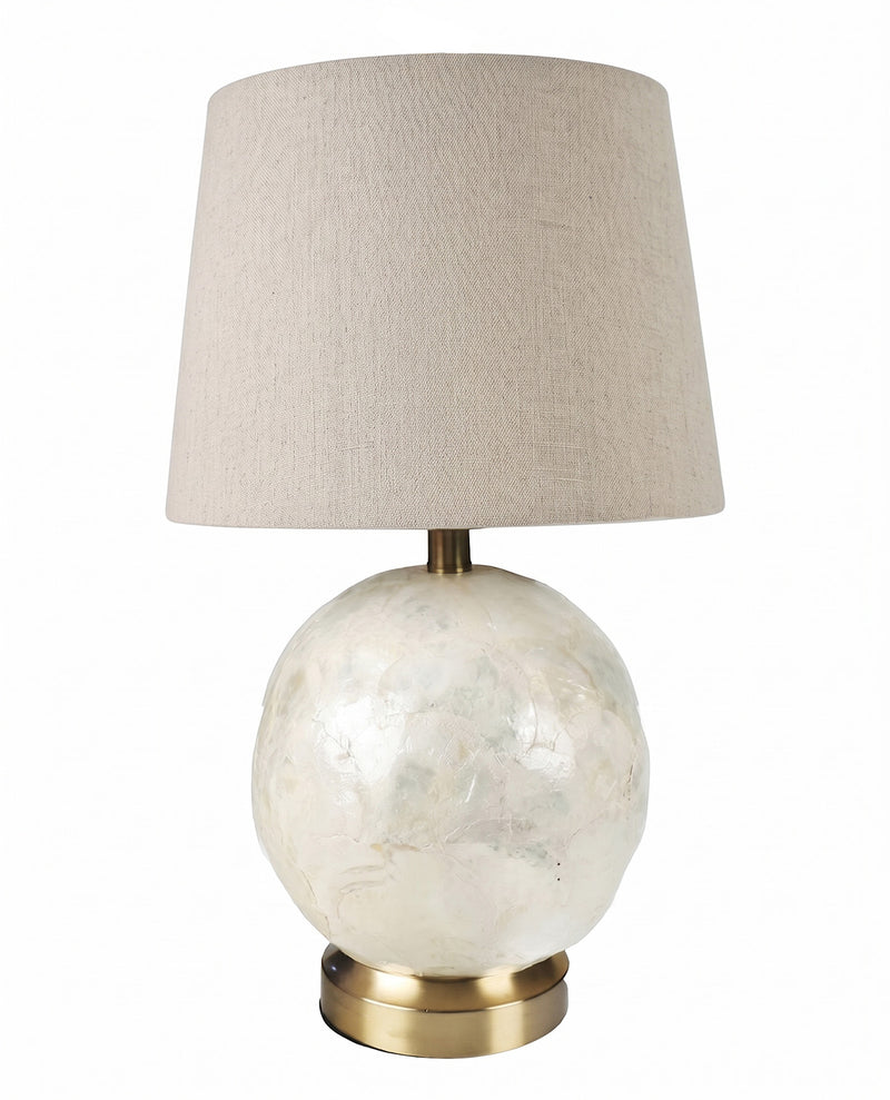 Pearl White 17x8.5" Linen Shade Lamp