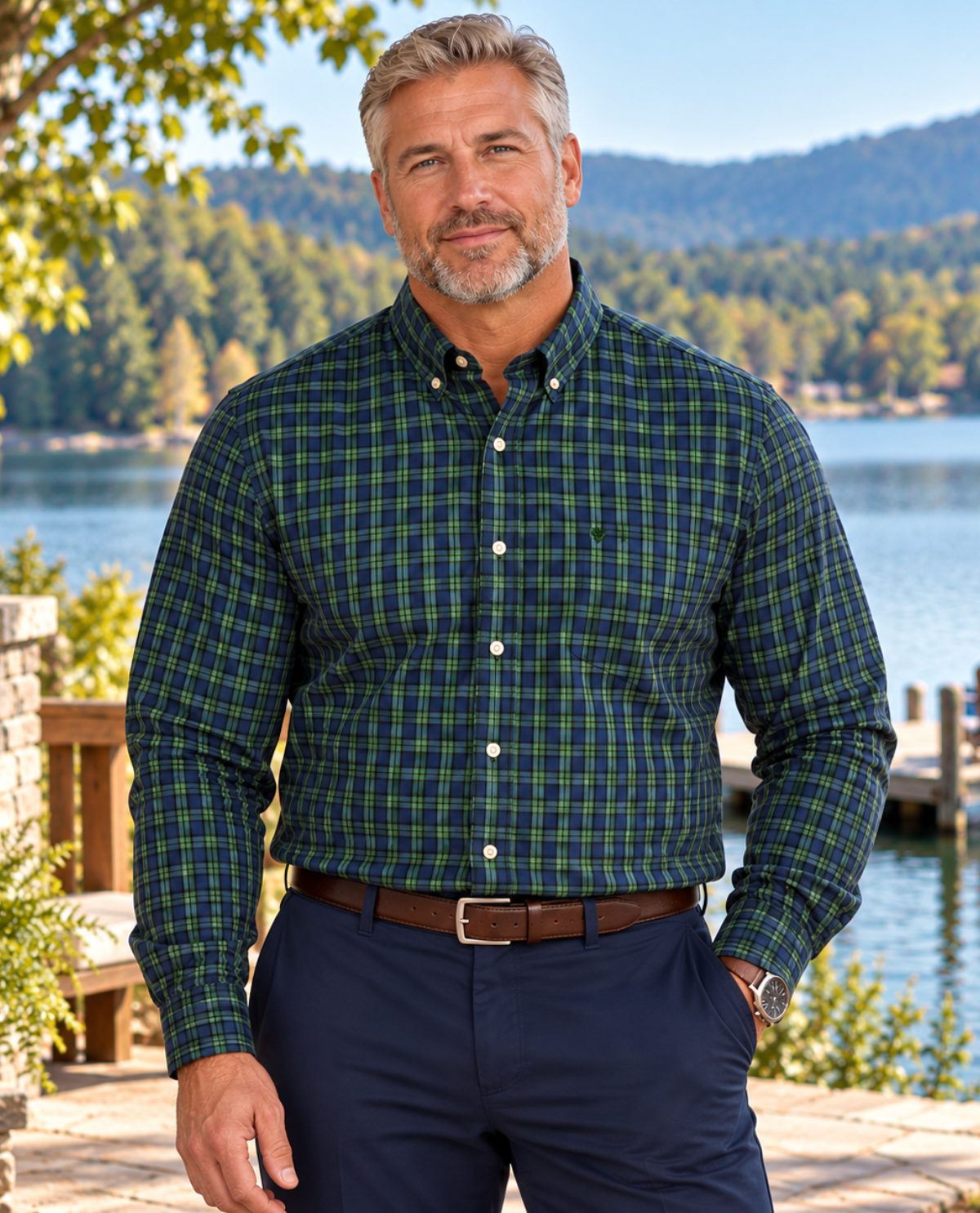 Izod Big & Tall Long Sleeve Tartan Woven