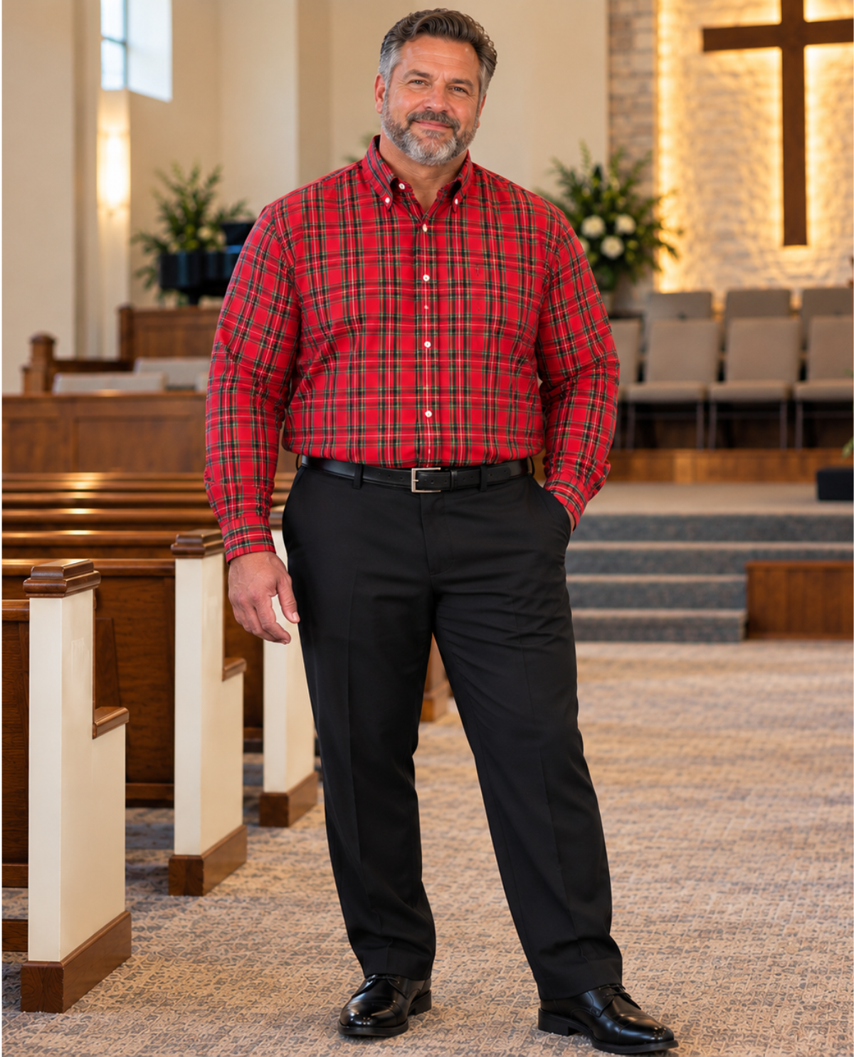 Izod Big & Tall Long Sleeve Tartan Woven