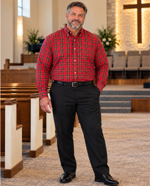 Izod Big & Tall Long Sleeve Tartan Woven