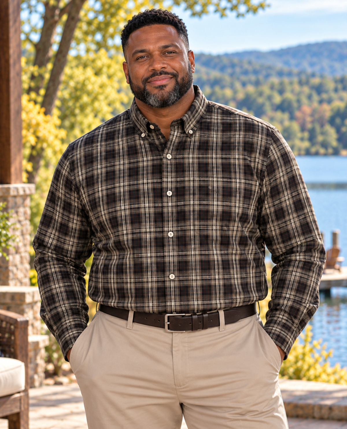 Izod Big & Tall Long Sleeve Tartan Woven