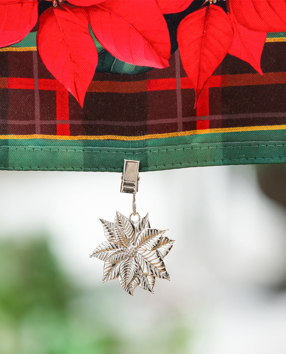 Evergreen Metal Poinsettia Flag Clip