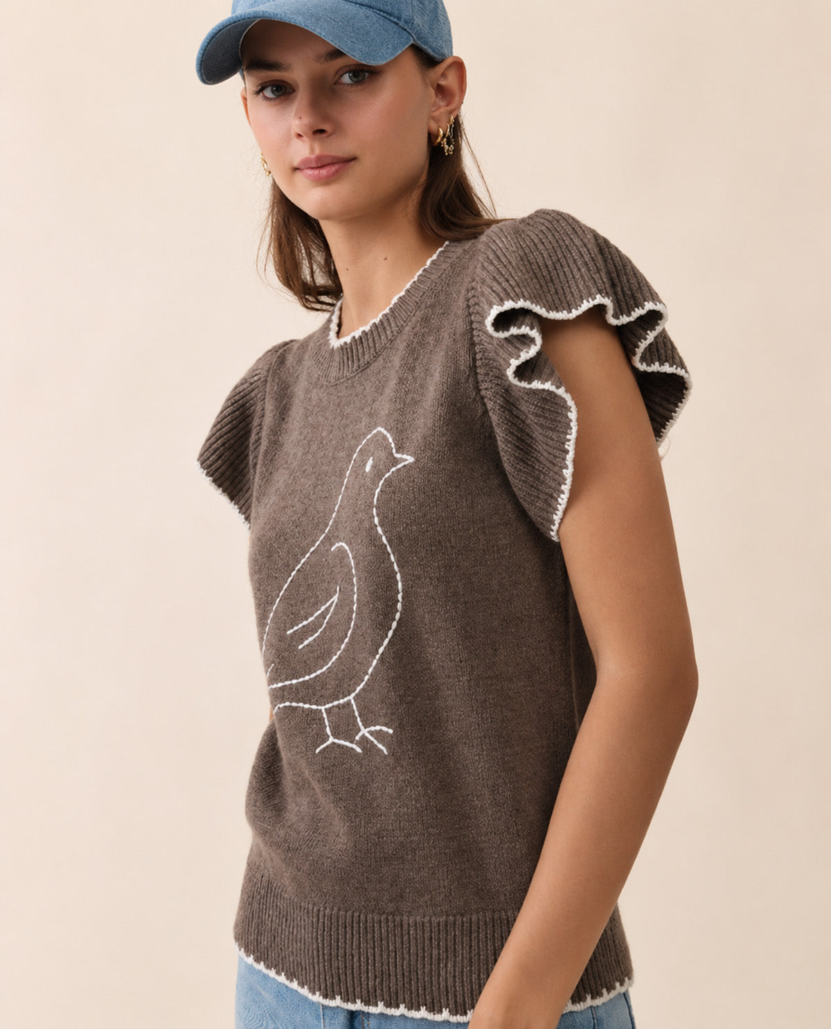 Oddi Bird Graphic Sweater Brown – Hamrick's Shop