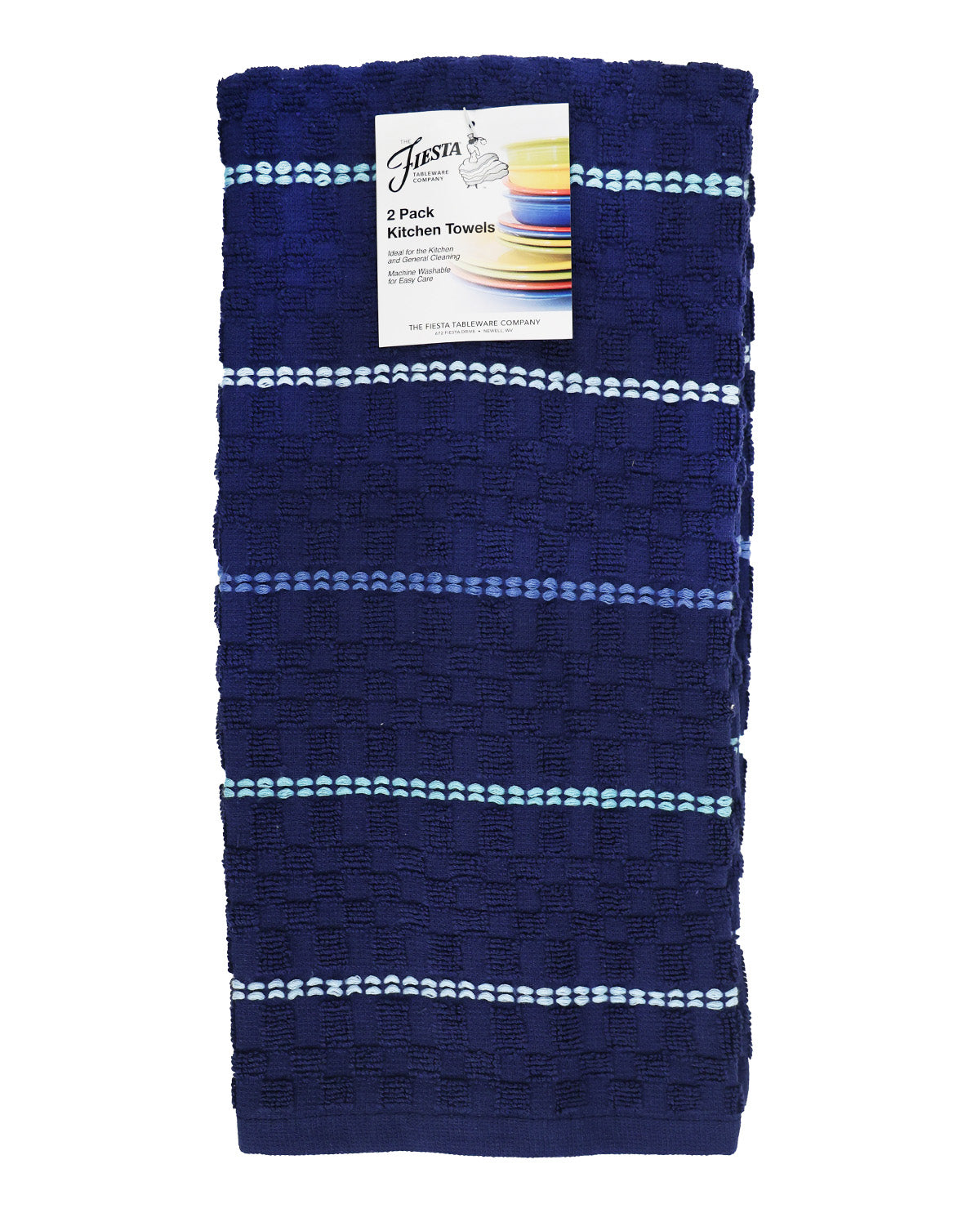 2 Piece Navy Fiesta Kitchen Towel