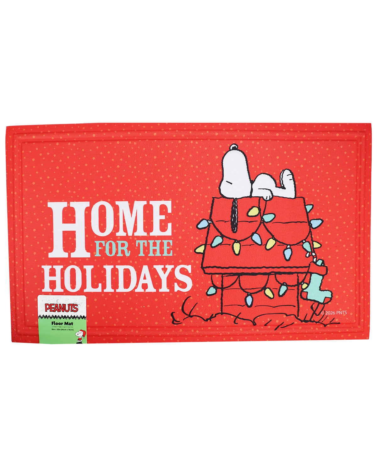 Peanuts Home For The Holidays 18x30" Rubber Doormat