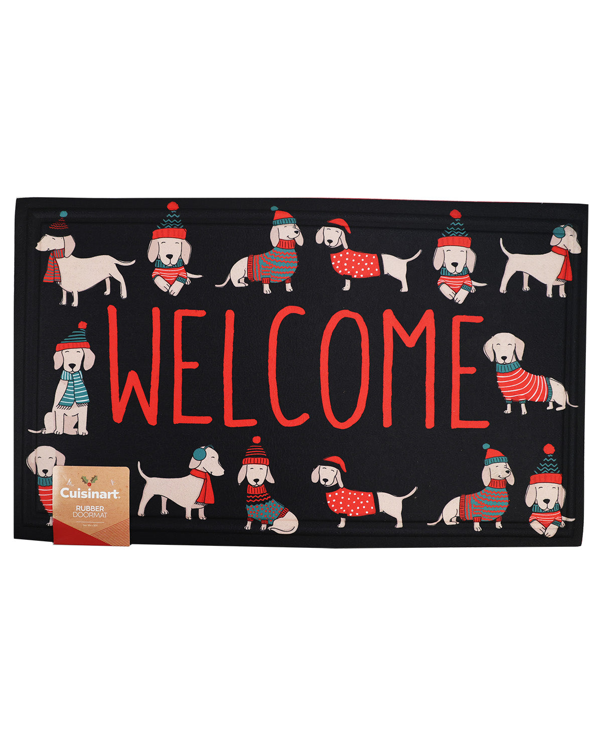 Cuisinart Christmas Pets Crumb 18x30" Rubber Doormat
