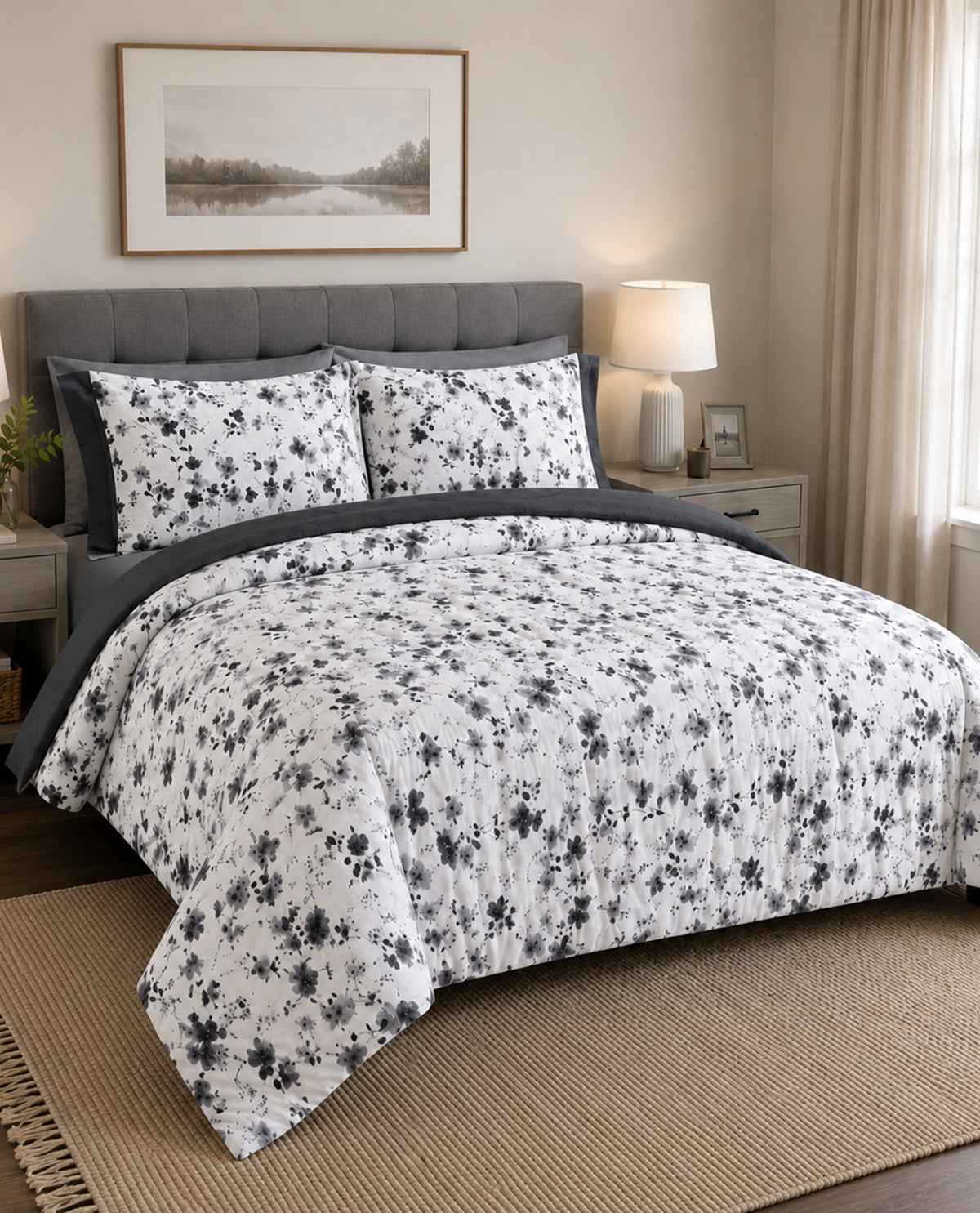 Tatiana Charcoal King 8 Piece Quilt Set