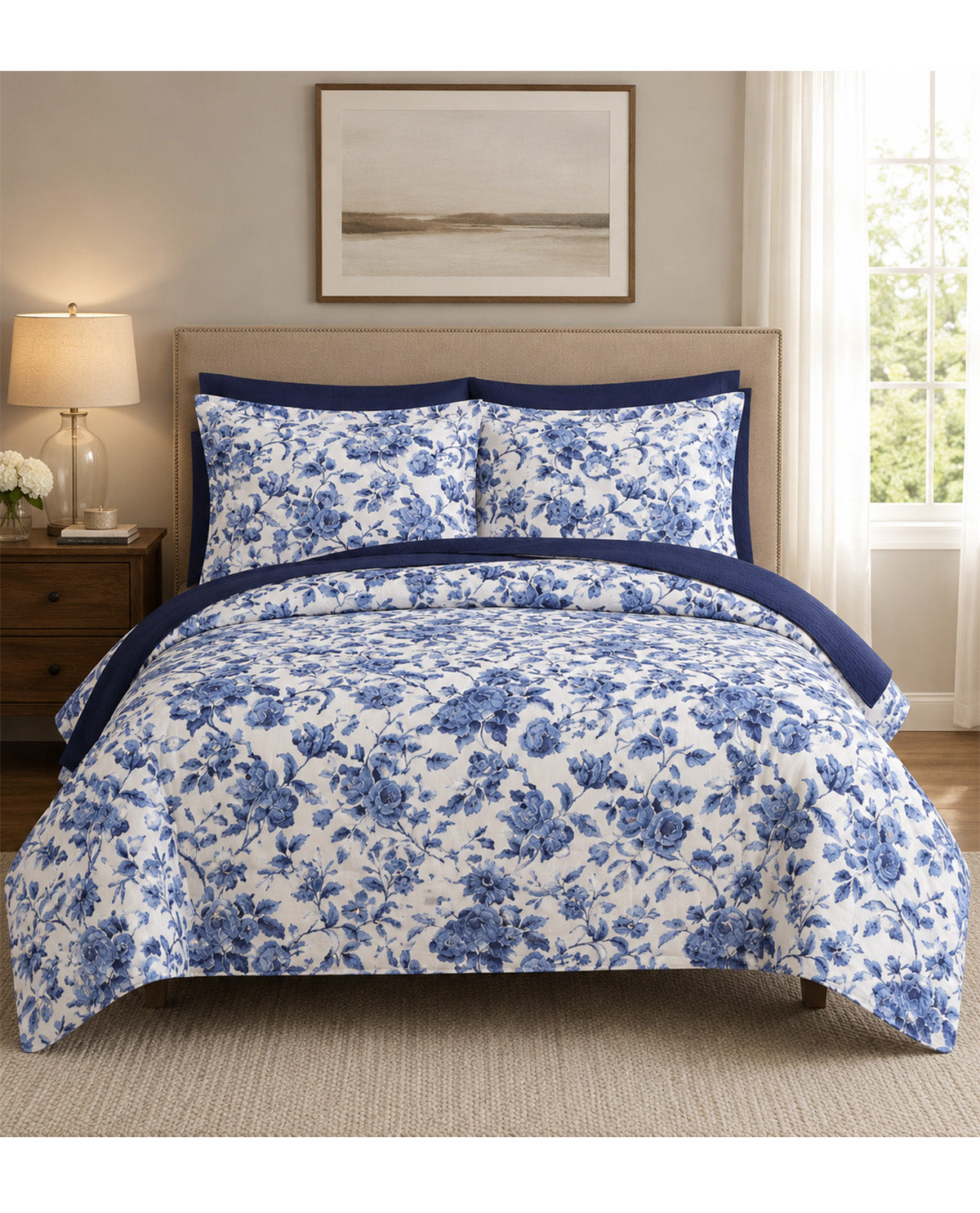 Ariana Navy King 8 Piece Bedding Set