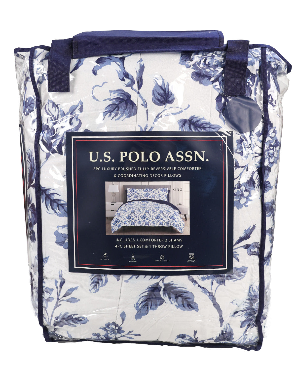 Ariana Navy King 8 Piece Bedding Set
