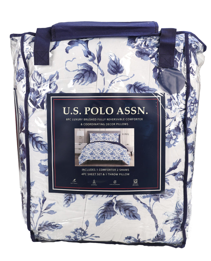 Ariana Navy Queen 8 Piece Bedding Set