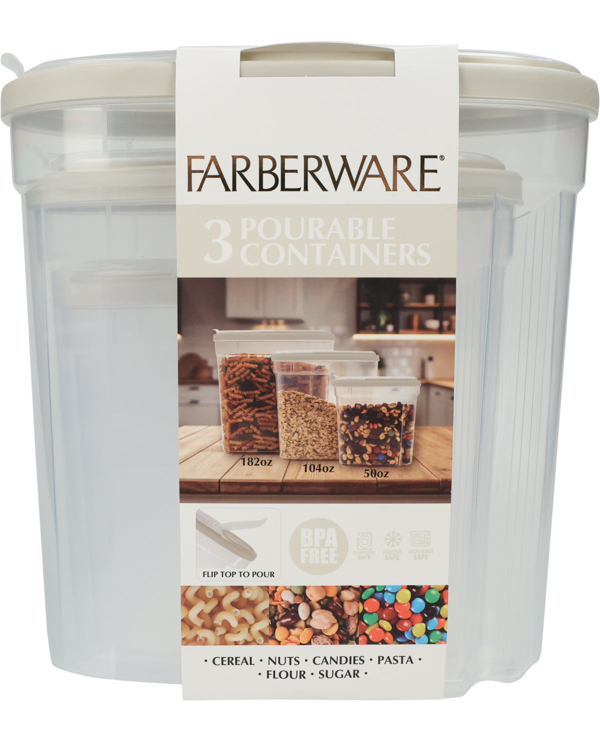 Farberware Set of 3 Cream Nesting Containers
