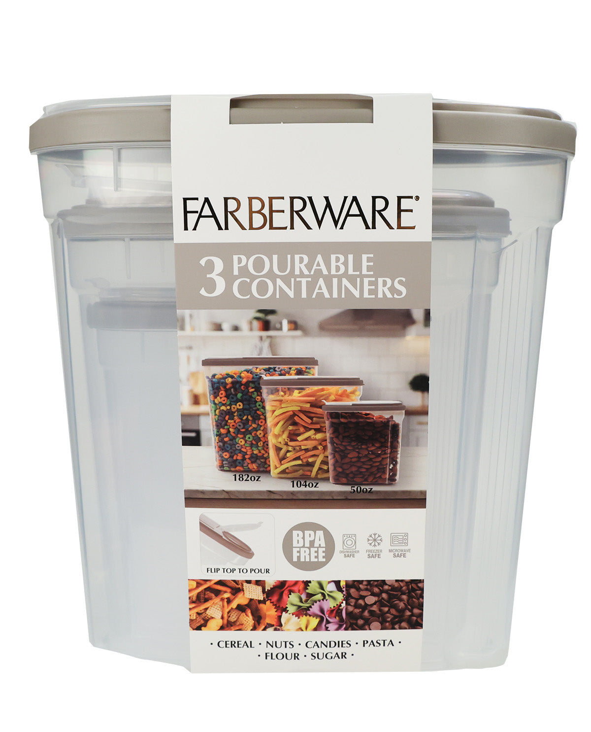 Farberware Taupe Pourable 3 Piece Nesting Container Set