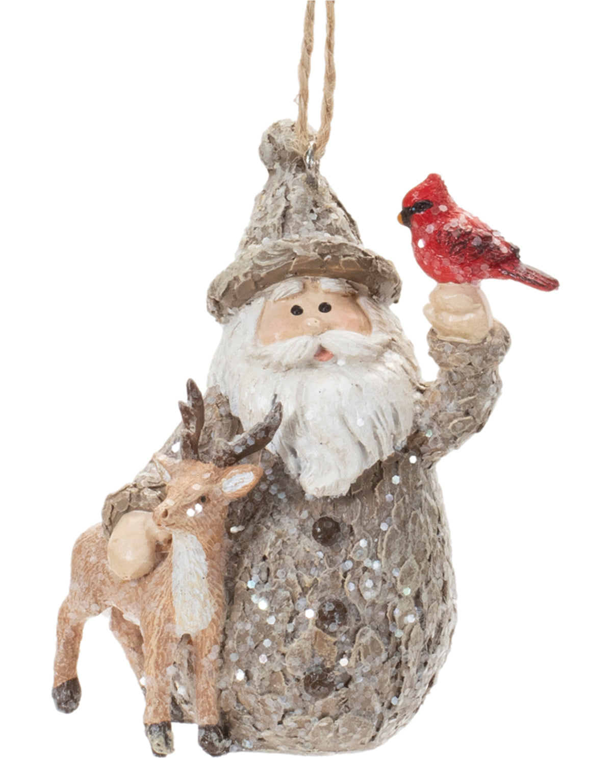 Santa With Cardinal And Deer Ornamnet