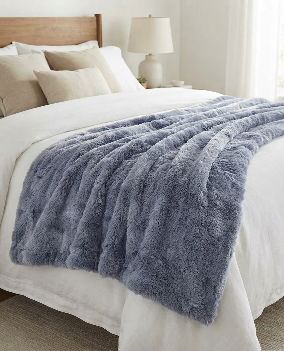 Solid Slate Feather Throw