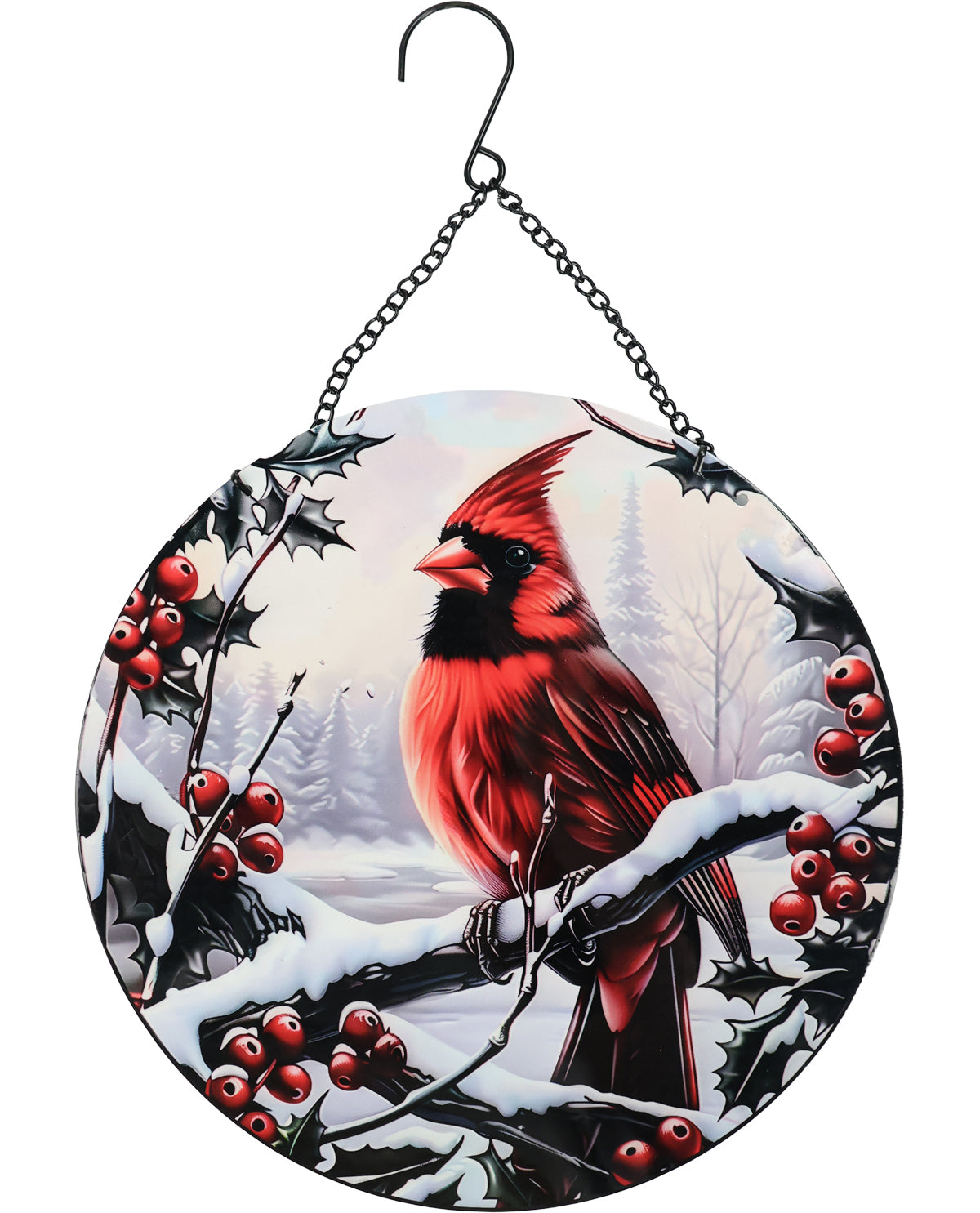 Round Metal Christmas Cardinal Wall 19.5"