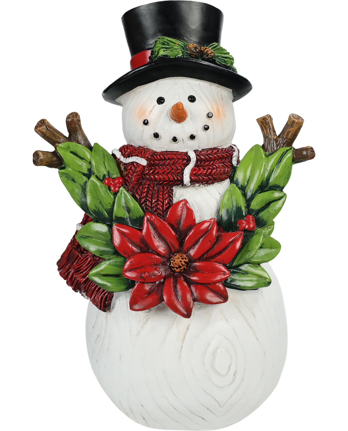 Poly Snowman With Poinsettia 9"
