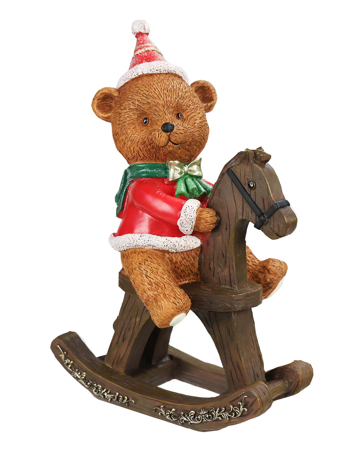 Poly Brown Bear On Horse 12.5"