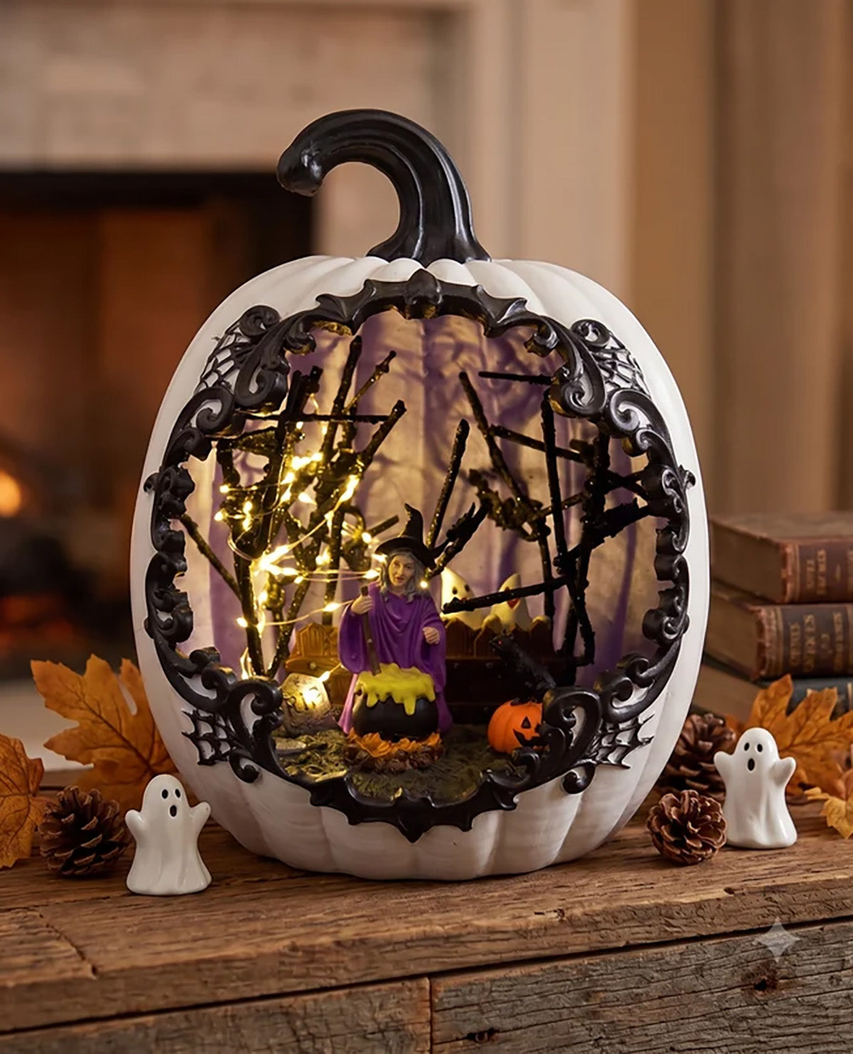 13.5" Pumpkin With Witches