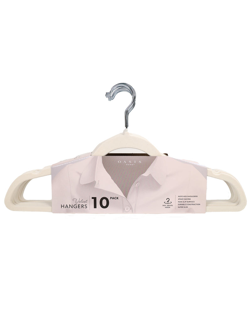 Pack of 10 Oakley plastic hangers, shown in a 10-pack sleeve with a shirt graphic, on a solid white background.