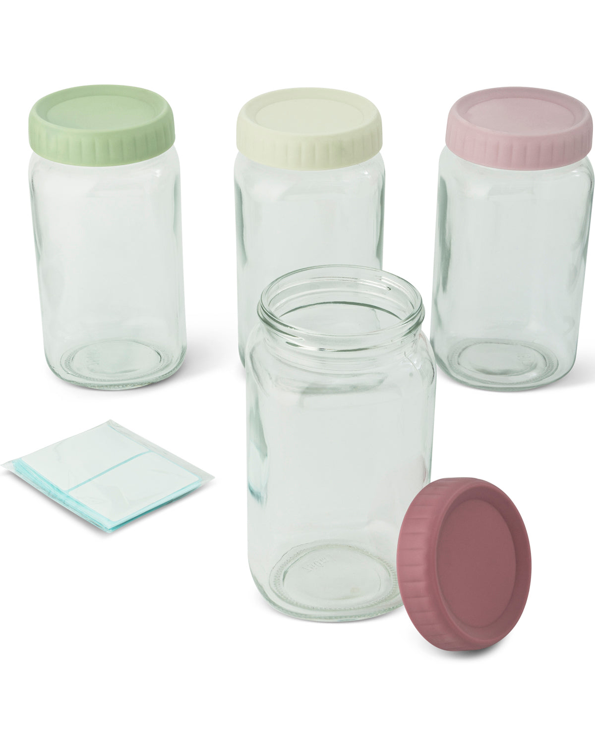 Core Home 4 Piece 25.3oz Glass Jar, Lid & 24 Label Kit