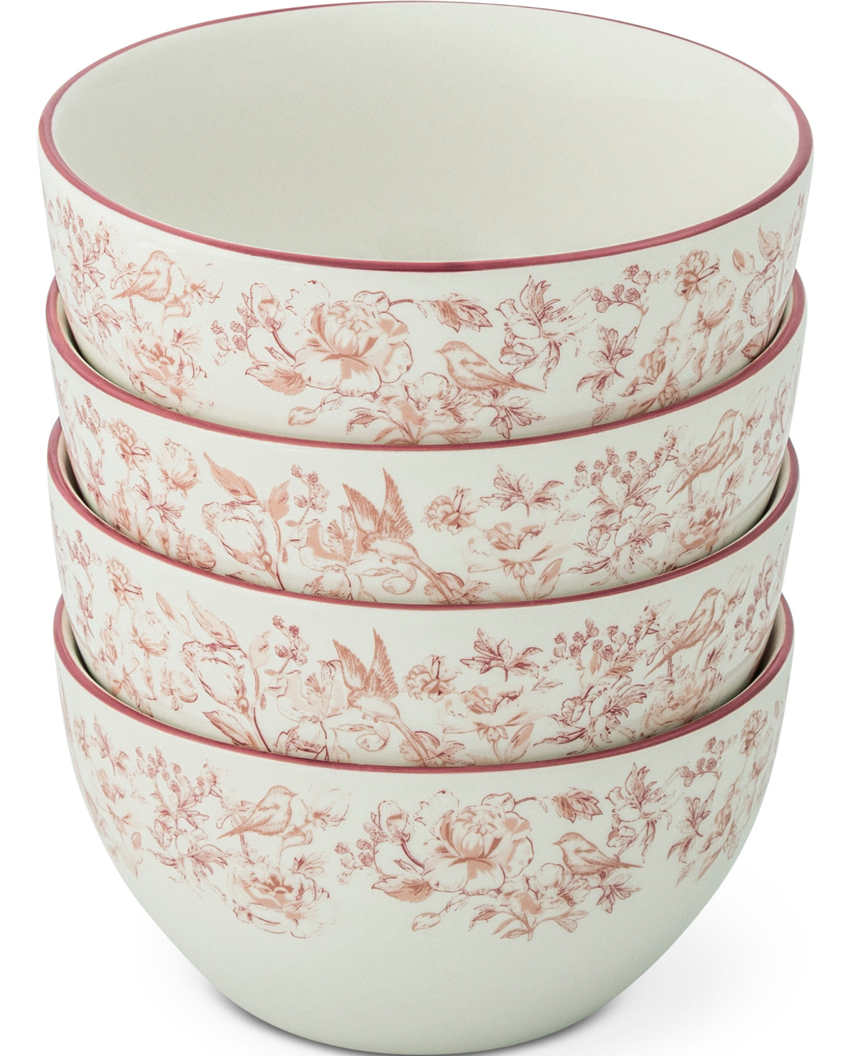 Blush Garden Toile 4 Piece 4.5" Bowl Set