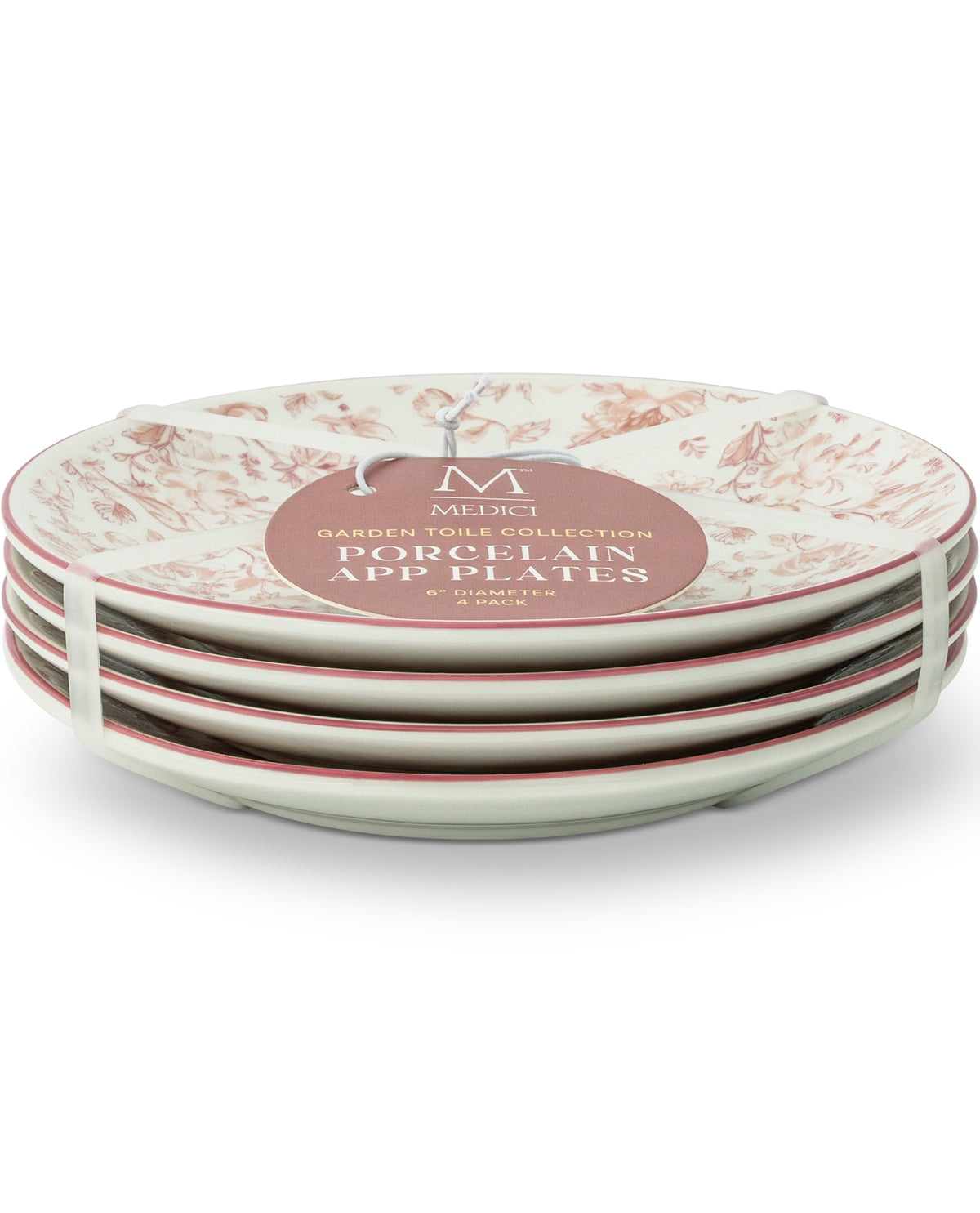 Blush Garden Toile 4 Piece 6" Salad Plate Set