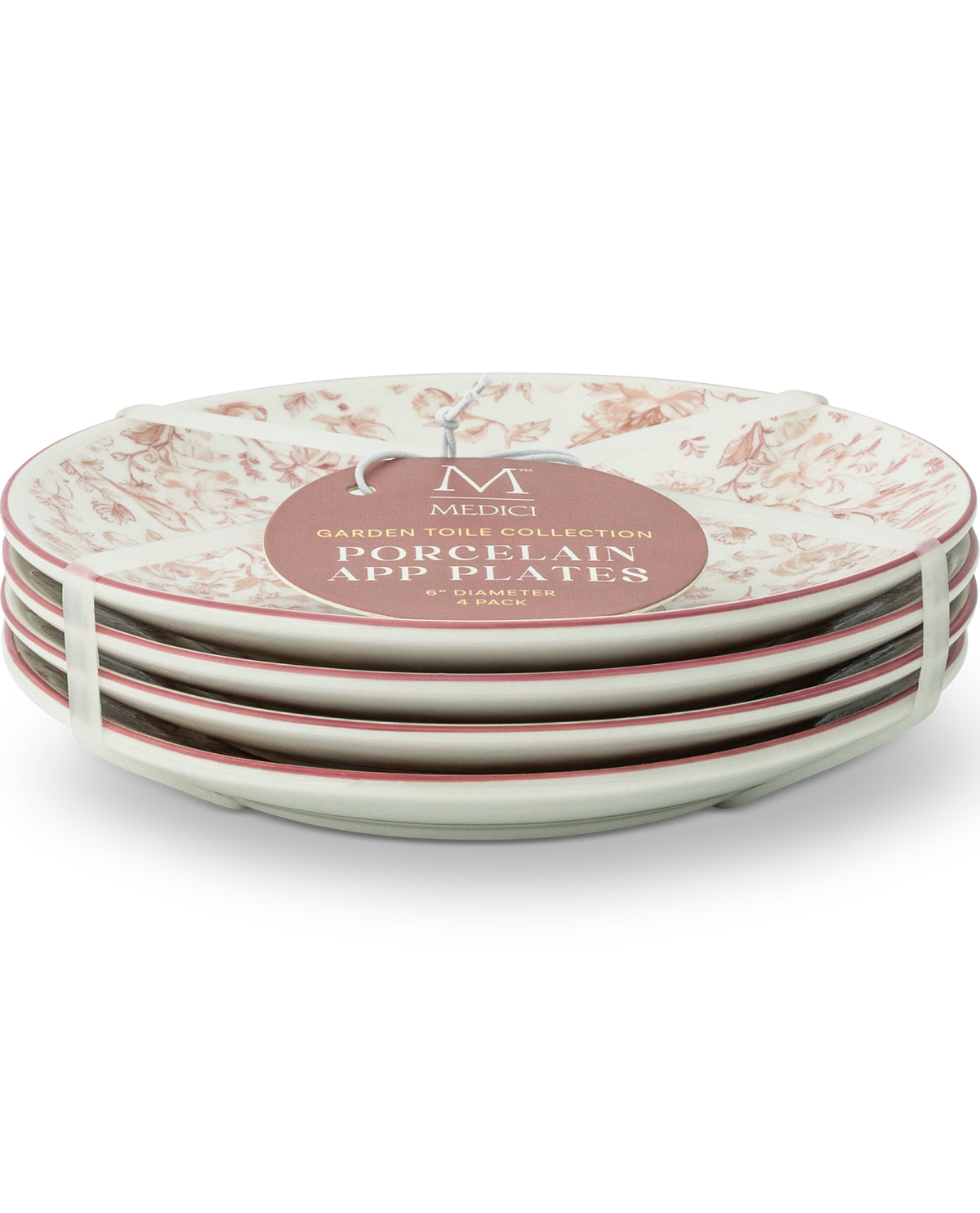 Blush Garden Toile 4 Piece 6" Salad Plate Set