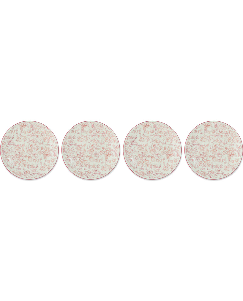 Blush Garden Toile 4 Piece 6" Salad Plate Set