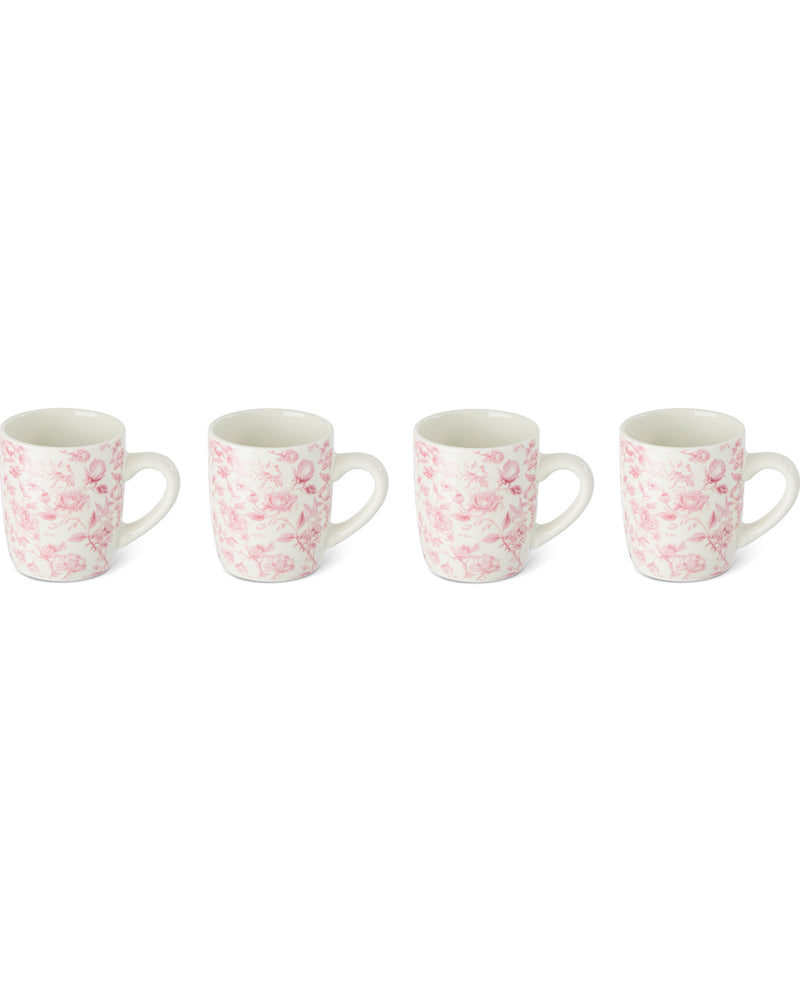 Blush Garden Toile 4 Piece 3.7oz Espresso Mug Set