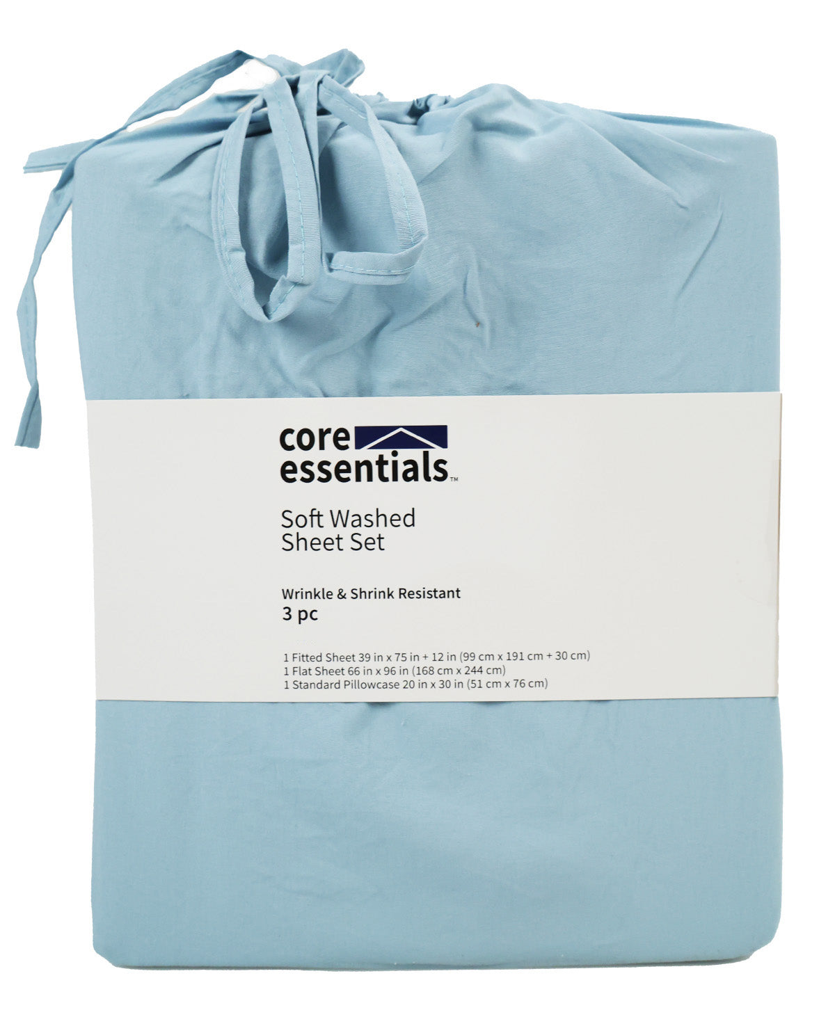 Core Essentials Full Canal Blue Soft Washed Sheet Set