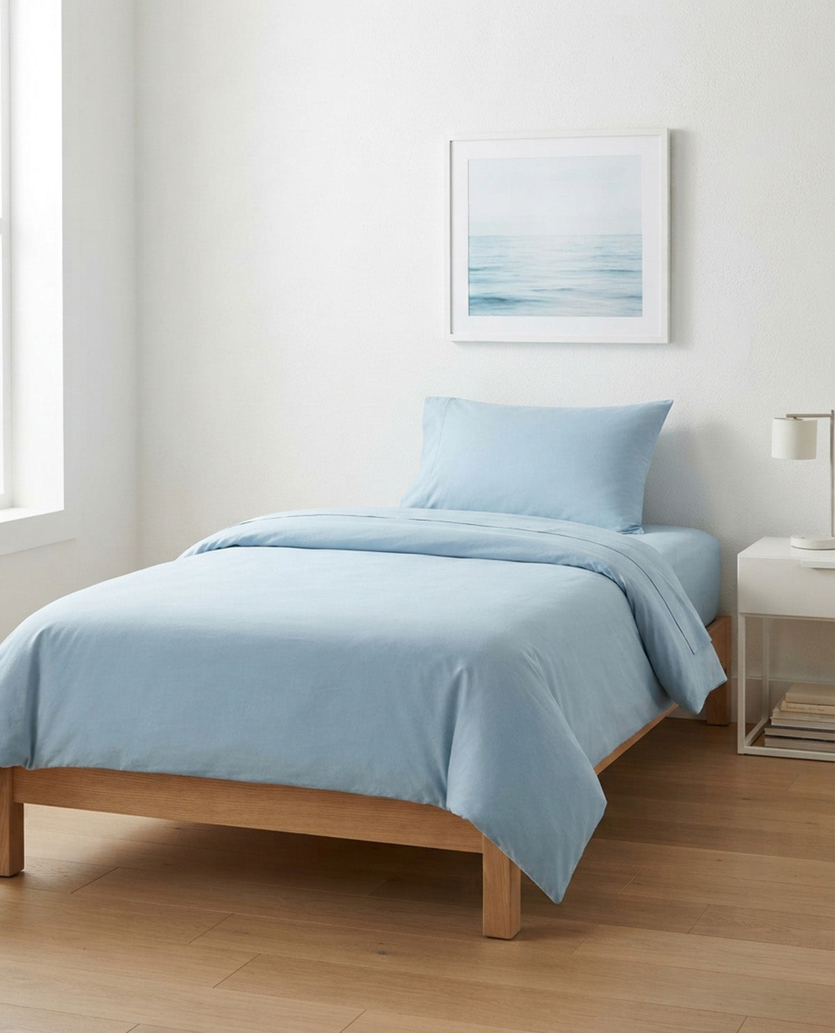 Core Essentials Twin Canal Blue Soft Washed Sheet Set