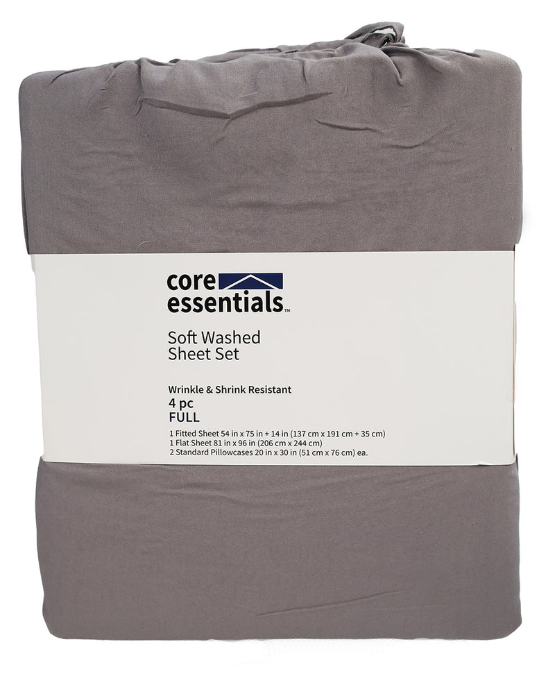 Core Essentials Full Silver Filigree Soft Washed Sheet Set