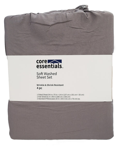 Core Essentials Queen Silver Filigree Soft Washed Sheet Set