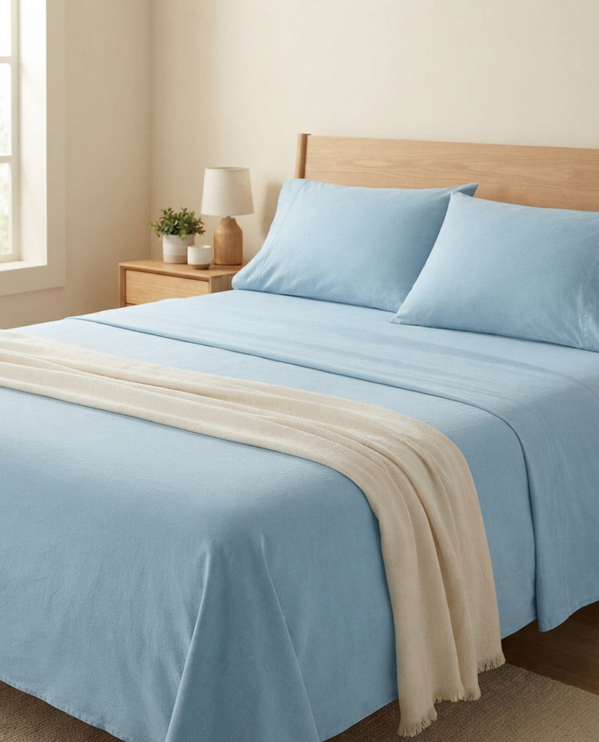 Core Essentials Full Canal Blue Soft Washed Sheet Set