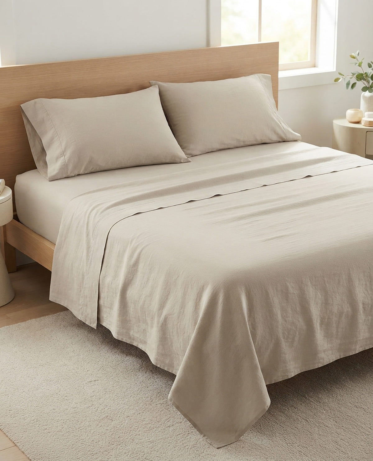 Core Essentials Full Oatmeal Soft Washed Sheet Set