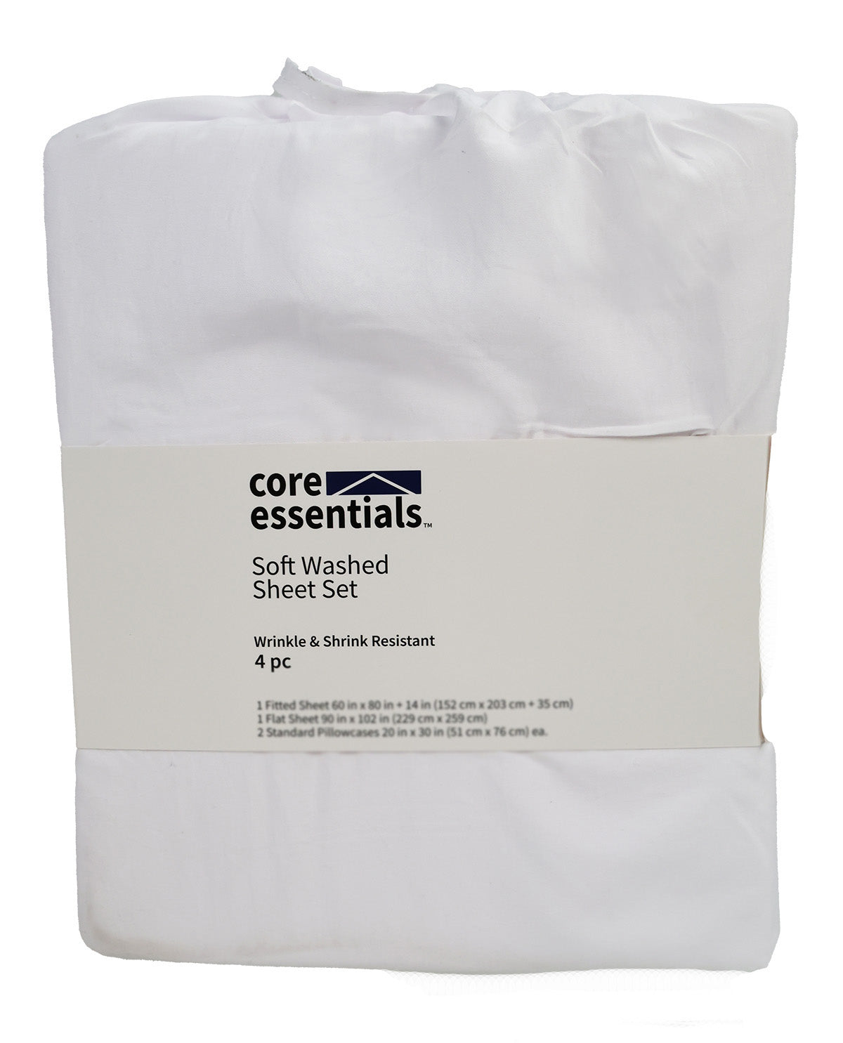 Core Essentials Full White Soft Washed Sheet Set