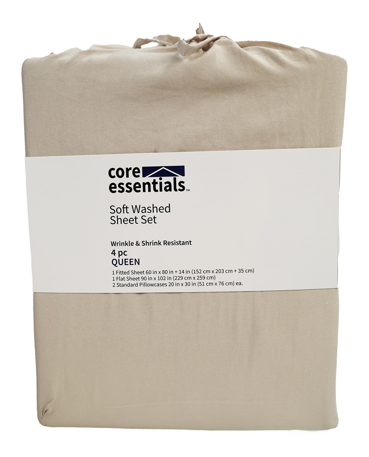 Core Essentials Queen Oatmeal Soft Washed Sheet Set