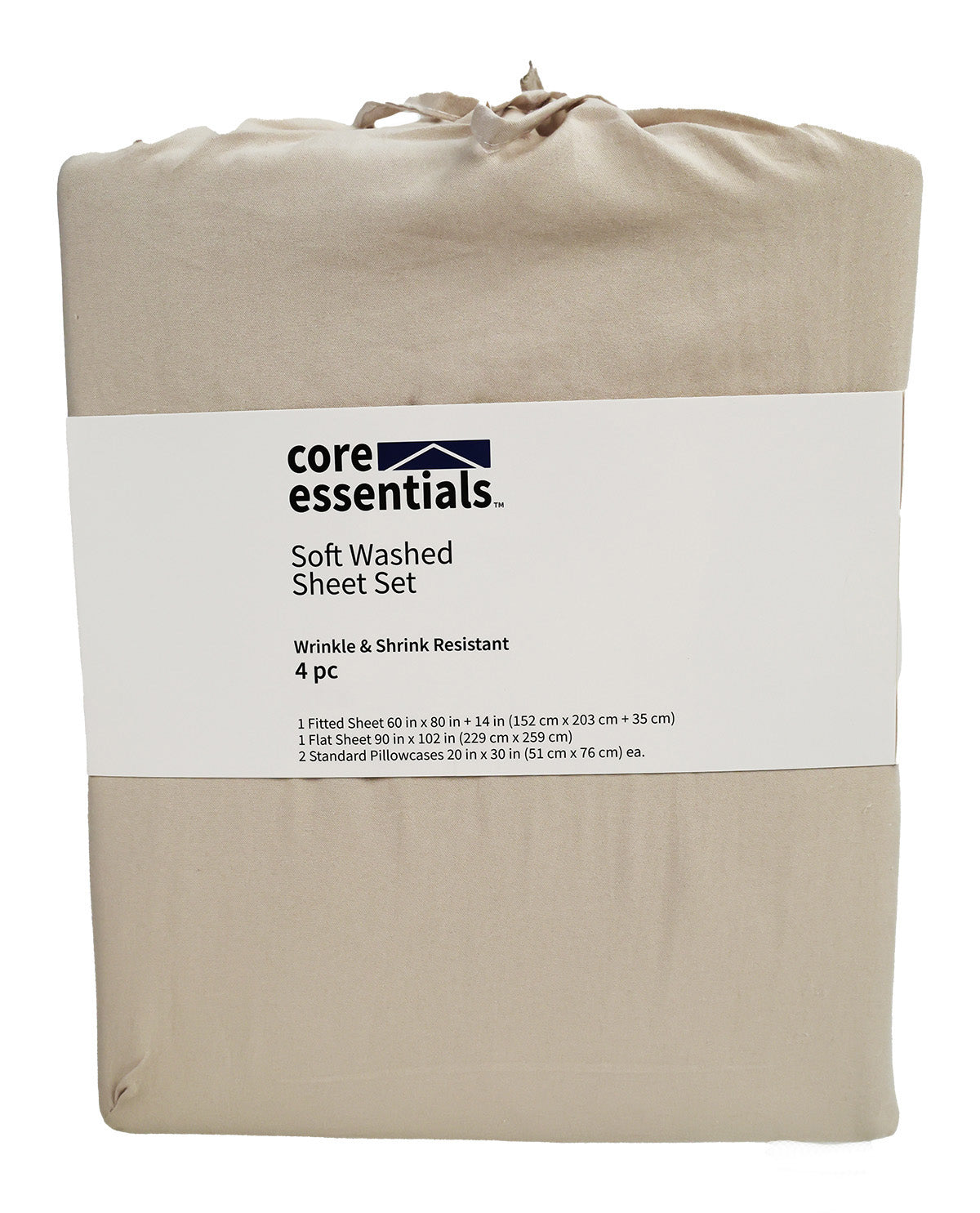 Core Essentials King Oatmeal Soft Washed Sheet Set