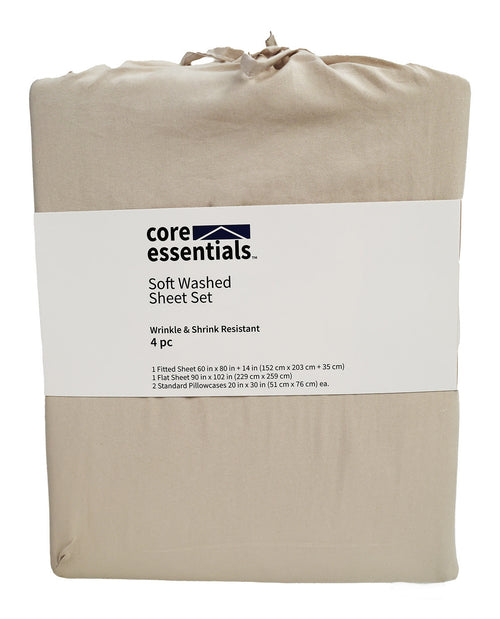 Core Essentials Full Oatmeal Soft Washed Sheet Set