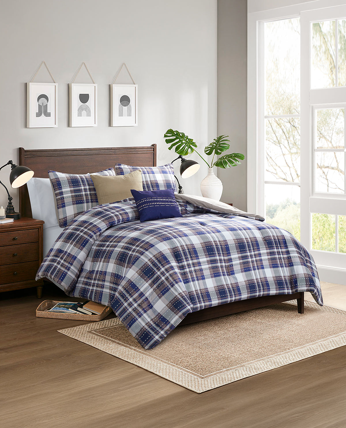 Deagan Plaid 5 Piece King Bedding Set