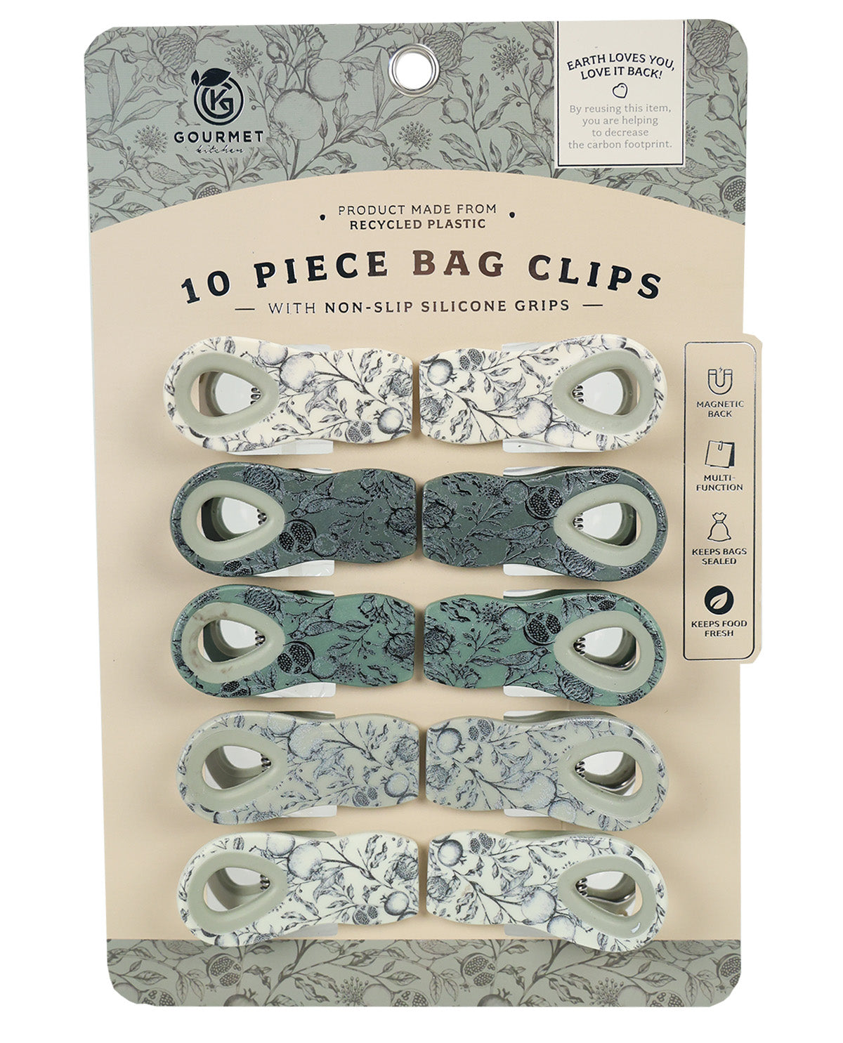 Green Bird 10 Piece Magnetic Chip Clip Set