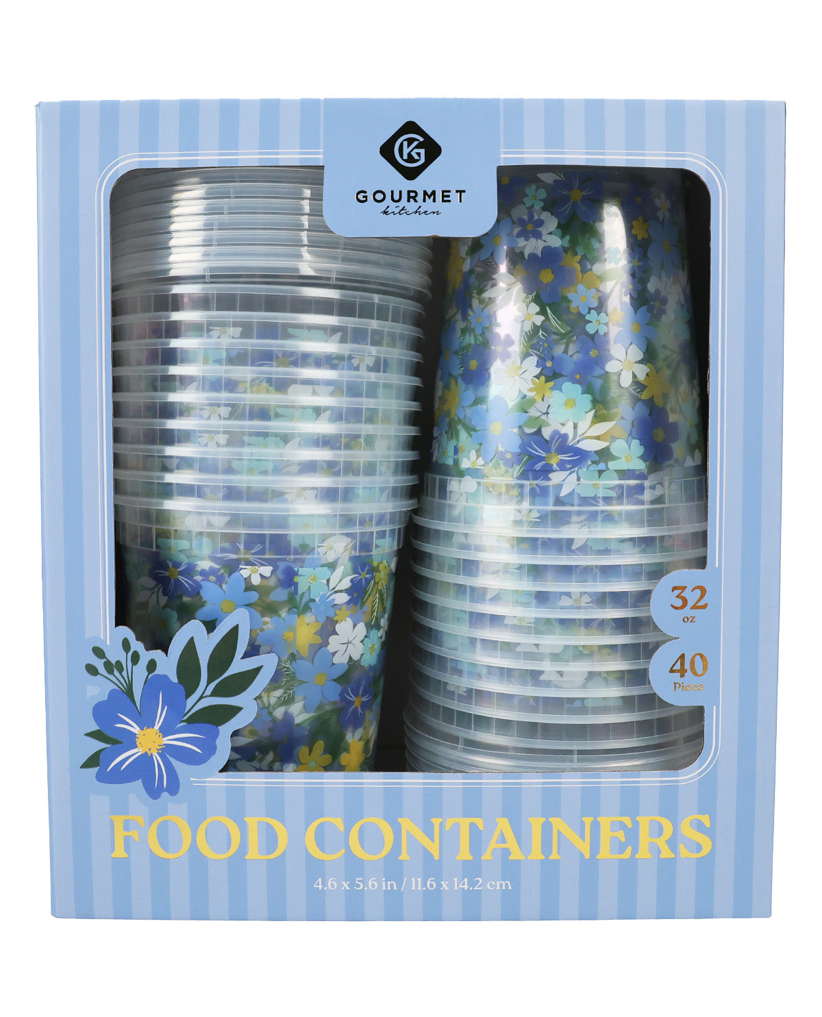 Floral 40 Piece 32oz Plastic Food Container Set